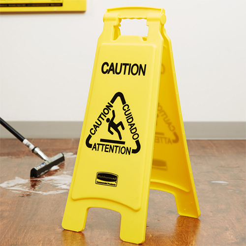 Semn avertizare multilingv podele umede 2 fete - Rubbermaid 