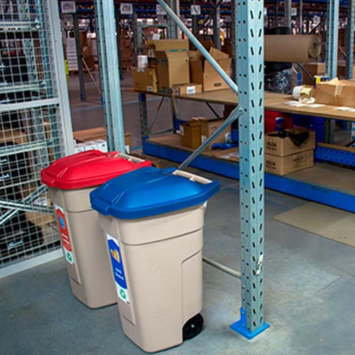 Statie colectare selectiva deseuri 3 x 100L, bej - Rubbermaid 
