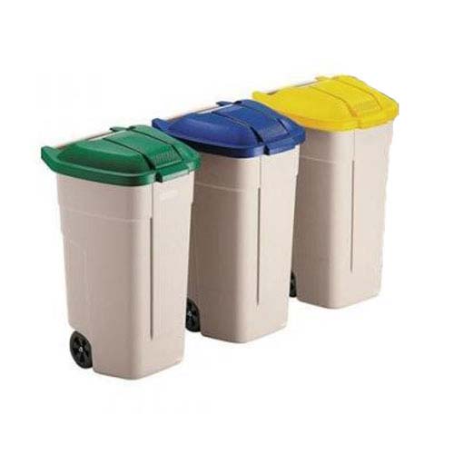 Statie colectare selectiva deseuri 3 x 100L, bej - Rubbermaid