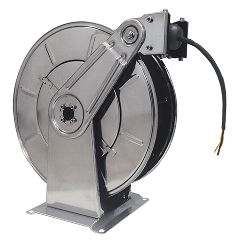 Tambur retractabil cu arc din inox pentru cablu electric  4 x 2.5 mm, 50 m - Ramex