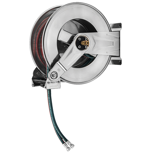 Tambur retractabil din inox pentru furtun gaz 20 m, 2 x 8 mm - Ramex