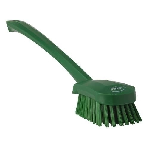Perie cu maner lung,peri duri, 415 mm, roz verde 