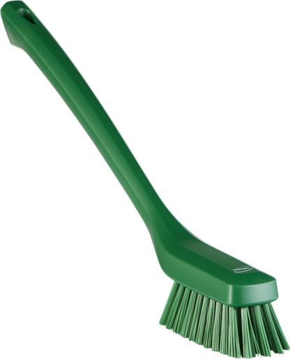 Perie ingusta cu maner lung, 420 mm, peri duri, verde - Vikan
