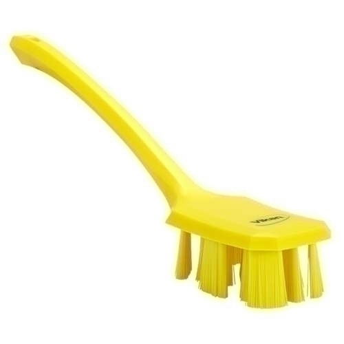 Perie UST cu maner lung si peri duri 395 mm, roz - Vikan galben 