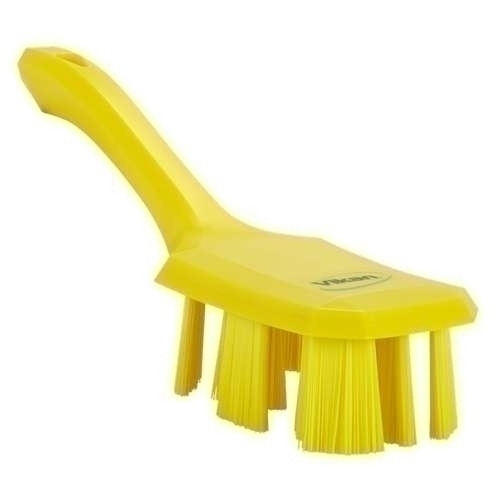 Perie UST cu maner scurt si peri duri 260 mm. roz - Vikan galben 