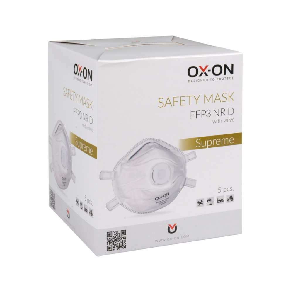 Masca faciala cu valva Abena Safe Mask OX-ON FFP3, alba, (5buc/set)