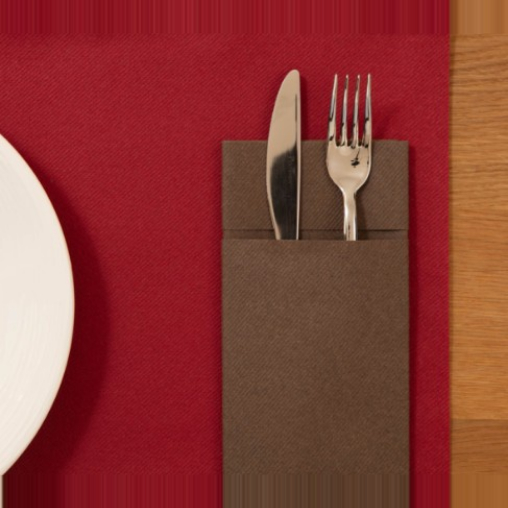 Suport tacamuri Fato Airlaid Quick Pocket Napkins 40x40 Cacao 50pcs/pack