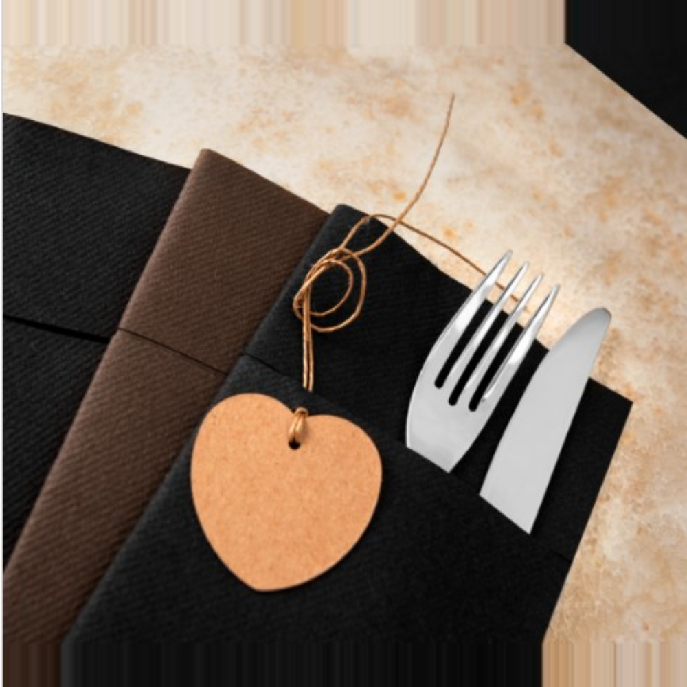 Suport tacamuri Airlaid Quick Pocket Napkins 40x40 cm, Black 50 bucati/set - Fato