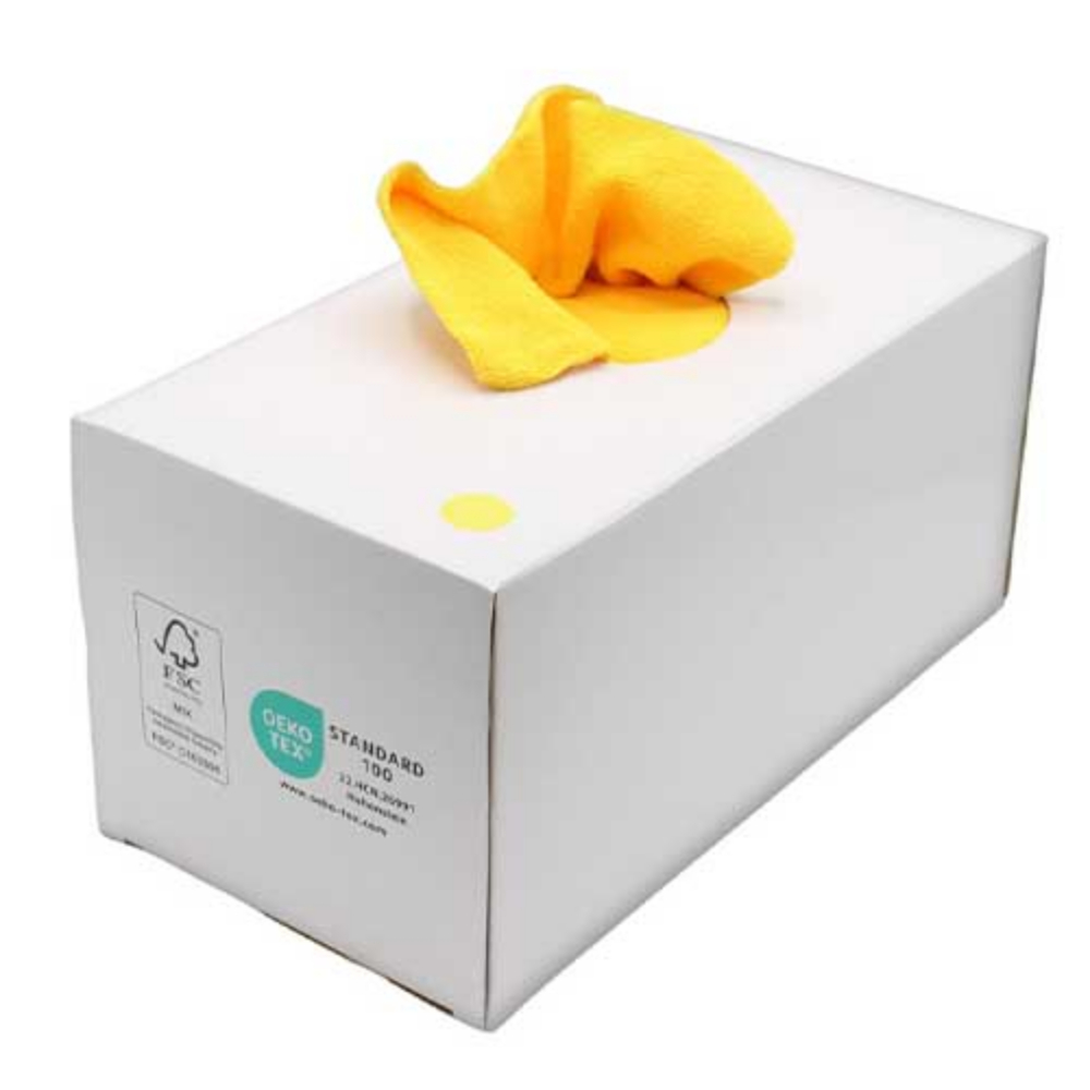 Dispenser din carton cu lavete din microfibra, 50 buc/set - DeWitte galben 