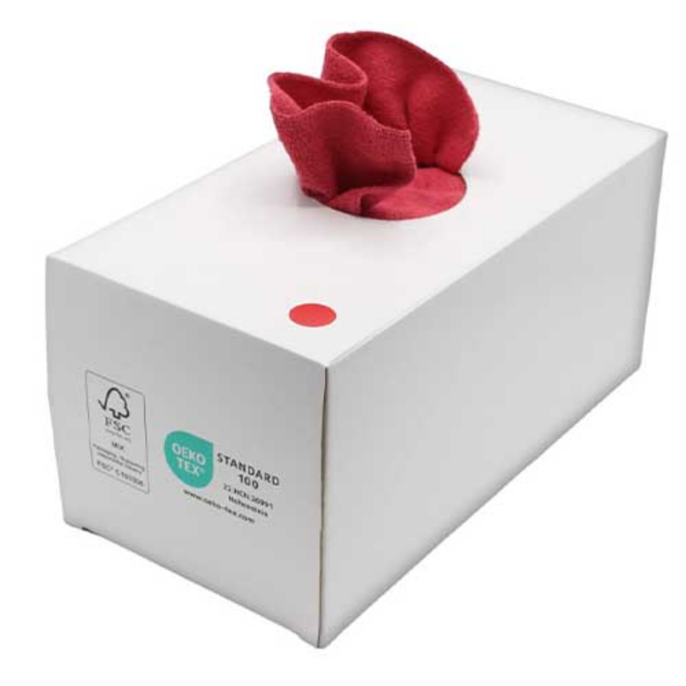 Dispenser din carton cu lavete din microfibra, 50 buc/set - DeWitte rosu 