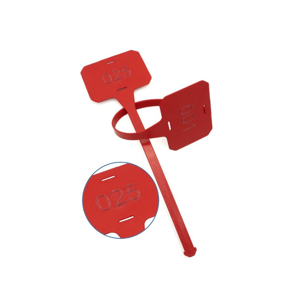 Etichete metal detectabile, reutilizabile, 25buc/set - Detectamet rosu 