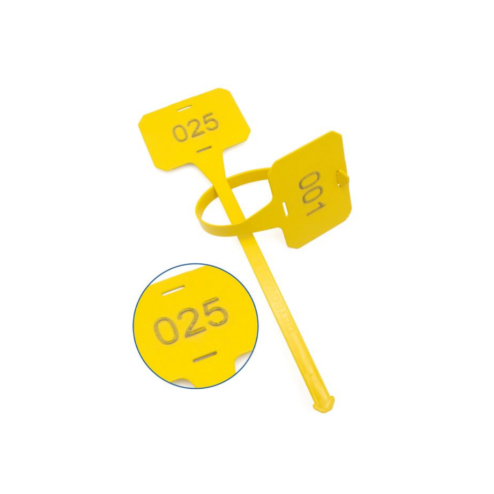 Etichete metal detectabile, reutilizabile, 25buc/set - Detectamet galben 